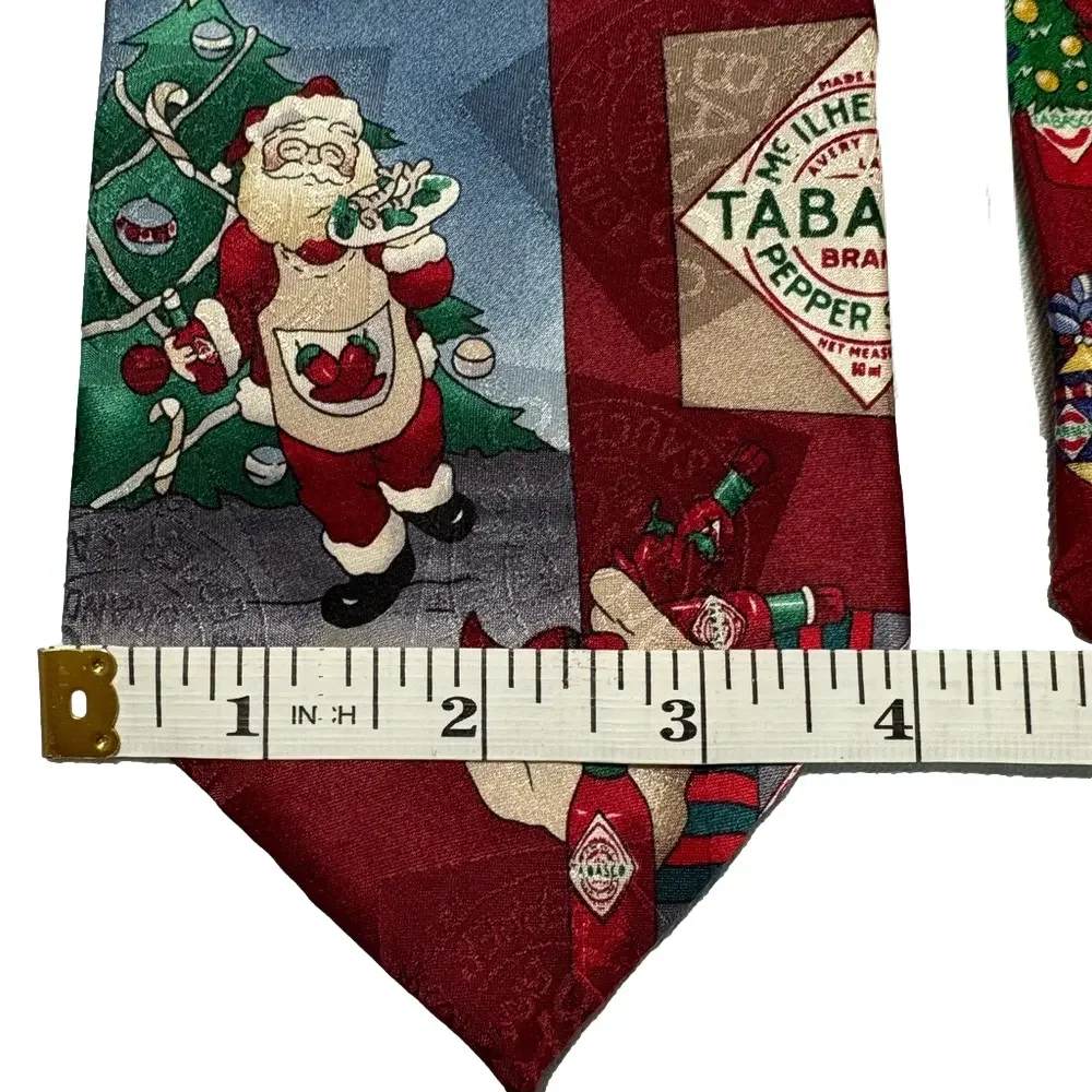 Tabasco 100% Silk Christmas Novelty Necktie Set Santa Holiday Ties Pair